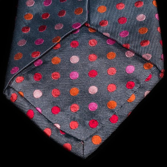 Ike Behar Grey Multicolor Polka Dot 100% Silk Men's Designer Tie USA - Picture 2 of 5